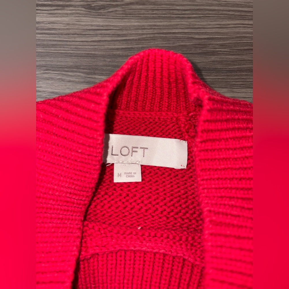 LOFT Mock Neck Ribbed Sweater Tank Red Size Medium - Picture 2 of 6